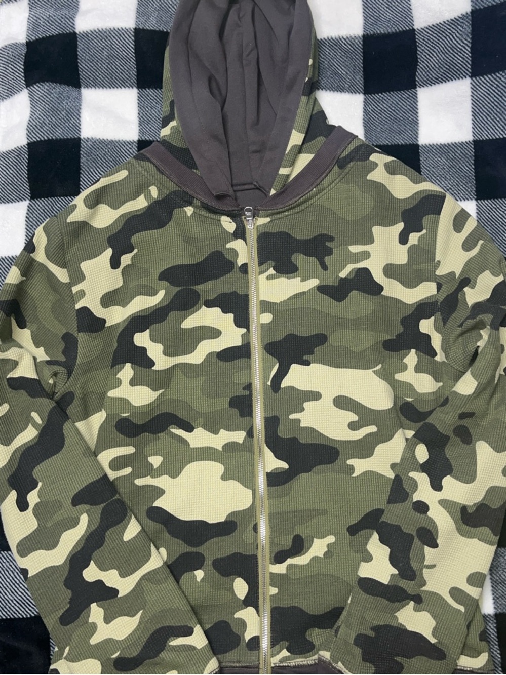 Camouflage Zip-Up Hoodie Sweatshirt - Green Camo alternative American Flag